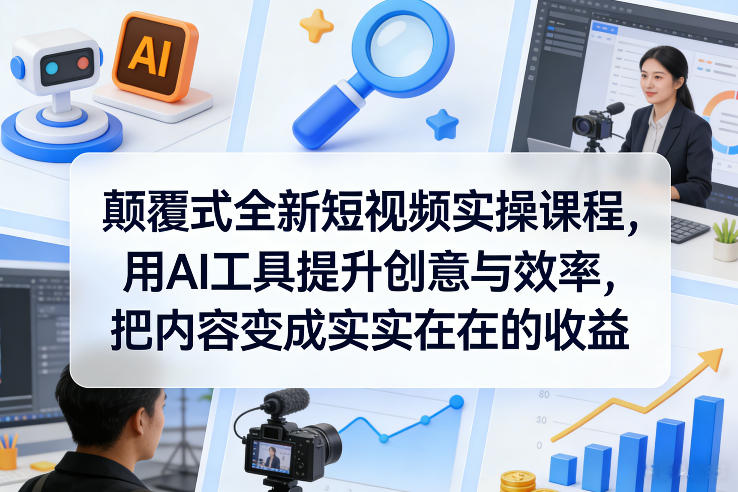 颠覆式全新短视频实操课程，用AI工具提升创意与效率，把内容变成实实在在的收益-课程网