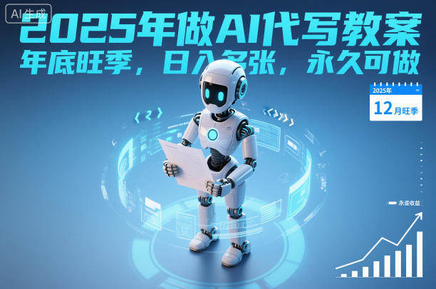 2025年做AI代写教案，年底旺季，日入多张，永久可做-课程网