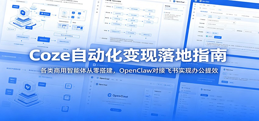 Coze自动化变现落地指南：各类商用智能体从零搭建，OpenClaw对接飞书实现办公提效-课程网