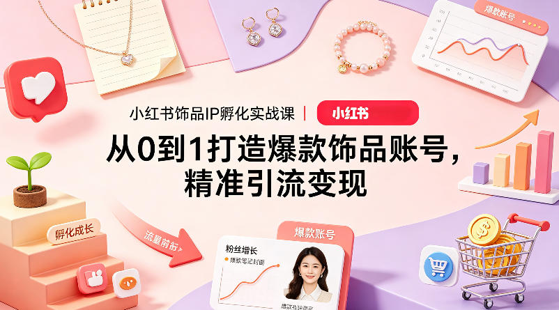 小红书饰品IP孵化实战课｜从0到1打造爆款饰品账号，精准引流变现-课程网