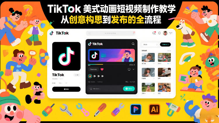 TikTok美式动画短视频制作教学，从创意构思到发布的全流程-课程网