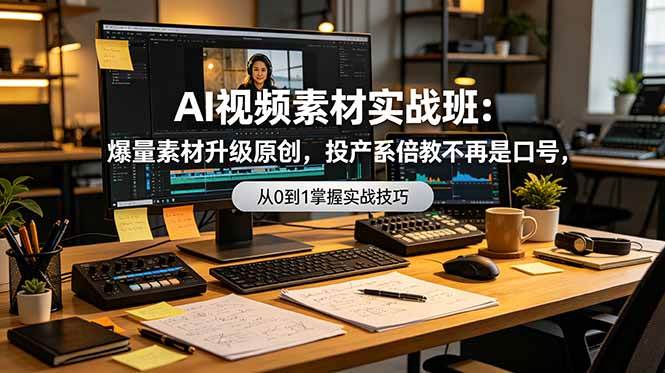 （19085期）AI视频素材实战班：爆量素材升级原创，投产翻倍不再是口号，0-1系统教学实战落地-课程网