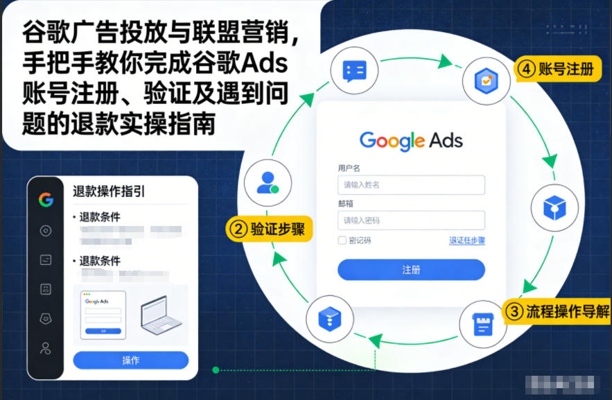 谷歌广告投放与联盟营销，手把手教你完成谷歌Ads账号注册、验证及遇到问题的退款实操指南-课程网