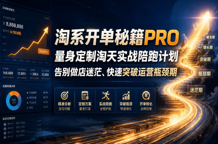 淘系开单秘籍PRO，量身定制淘天实战陪跑计划，告别做店迷茫、快速突破运营瓶颈期（更新260823）-课程网