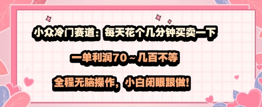 小众冷门赛道：每天花个几分钟买卖一下，一单利润70～几张不等，全程无脑操作，小白闭眼跟做-课程网
