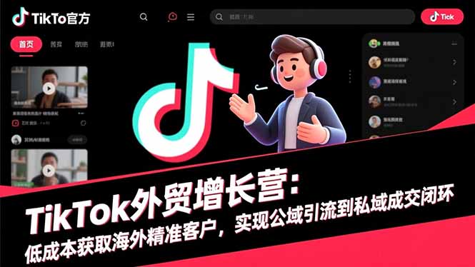 TikTok外贸增长营：低成本获取海外精准客户，实现公域引流到私域成交闭环-课程网