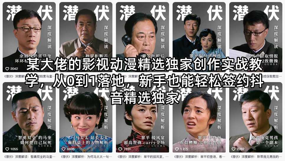 某大佬的影视动漫精选独家创作实战教学，从0到1落地，新手也能轻松签约抖音精选独家-课程网