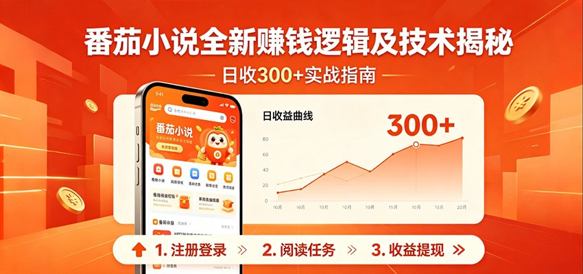 番茄小说全新赚钱逻辑及技术日收300+，小白新书皆可做！无脑赚就行了！-课程网