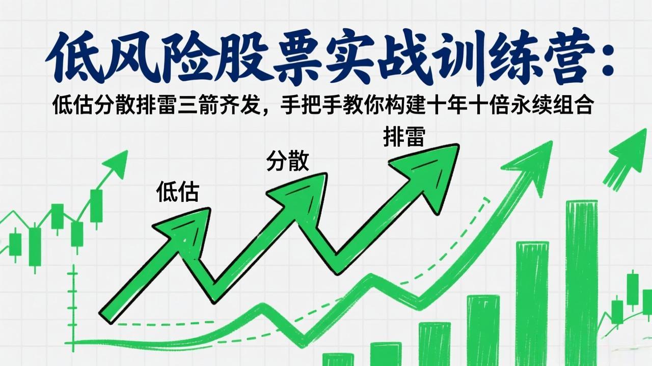 低风险股票实战训练营：低估分散排雷三箭齐发，手把手教你构建十年十倍永续组合-课程网