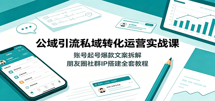 公域引流私域转化运营实战课：账号起号爆款文案拆解，朋友圈社群IP搭建全套教程-课程网