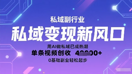 私域变现新风口：用AI做私域已成热潮，单条视频创收1k+，0基础副业轻松起步-课程网