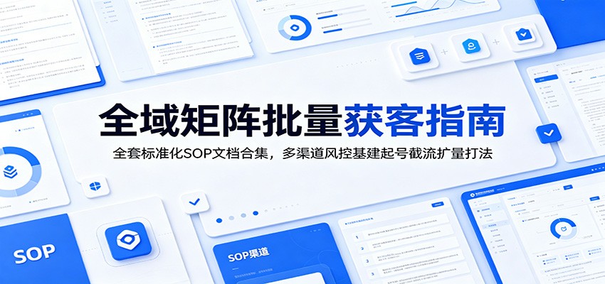 全域矩阵批量获客指南：全套标准化SOP文档合集，多渠道风控基建起号截流扩量打法-课程网