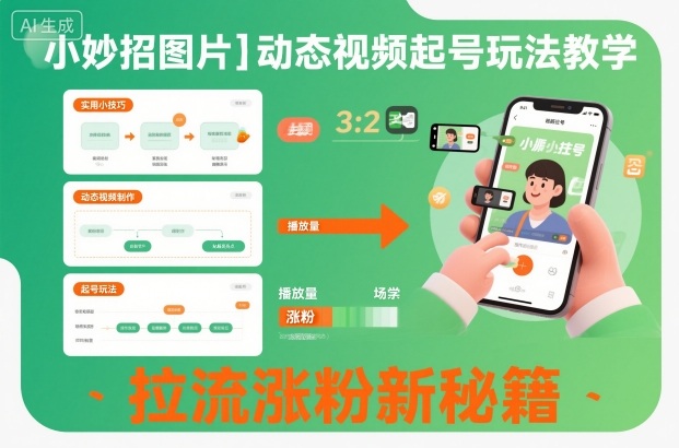小妙招图片＋动态视频起号玩法教学，拉流涨粉新秘籍-课程网