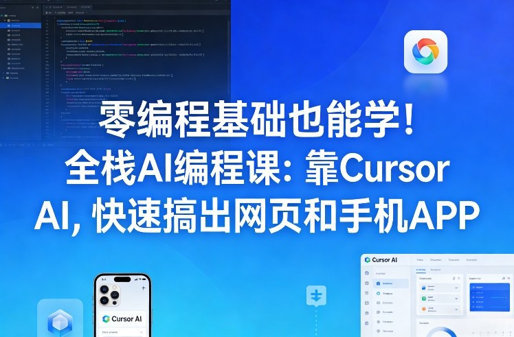 零编程基础也能学！全栈AI编程课：靠Cursor AI，快速搞出网页和手机APP-课程网