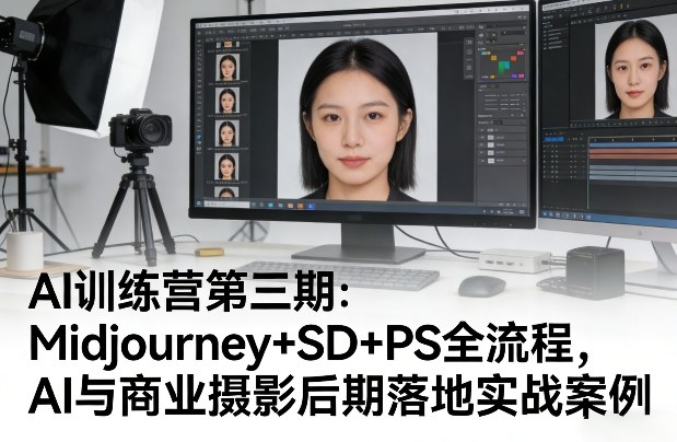 AI训练营第三期：Midjourney+SD+PS全流程，AI与商业摄影后期落地实战案例-课程网