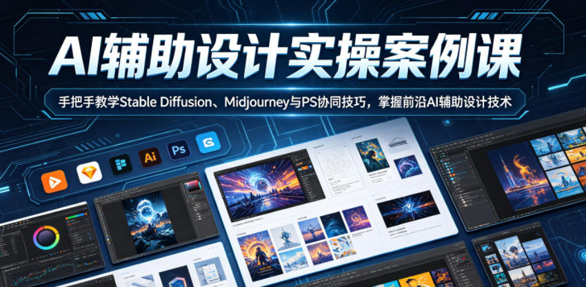 AI辅助设计实操案例课，手把手教学Stable Diffusion、Midjourney与PS协同技巧，掌握前沿AI辅助设计技术-课程网