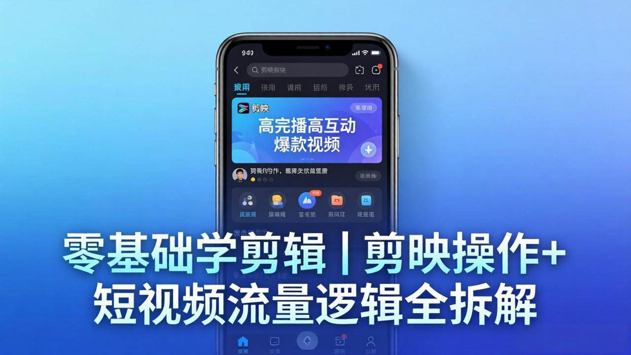 （18117期） 【零基础学剪辑】剪映操作+短视频流量逻辑全拆解｜手把手教你剪出高完播高互动爆款视频-课程网