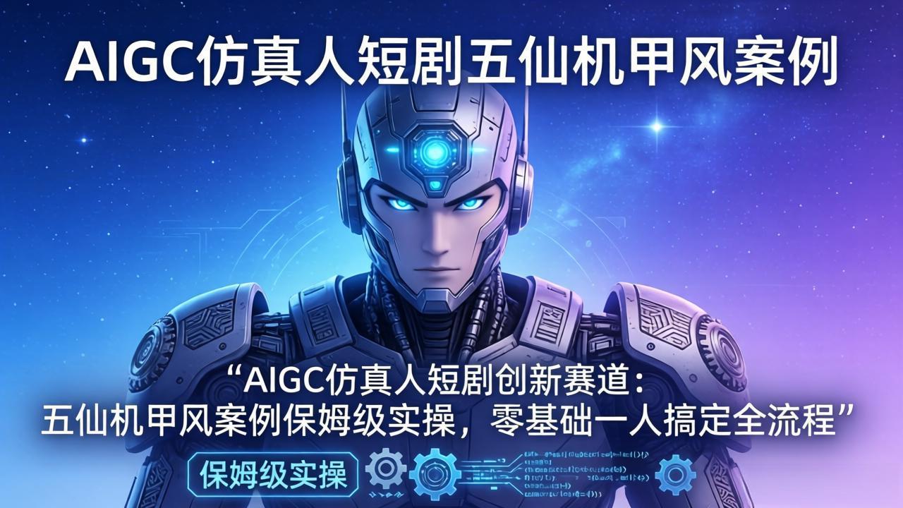 AIGC仿真人短剧创新赛道：五仙机甲风案例保姆级实操，零基础一人搞定全流程-课程网