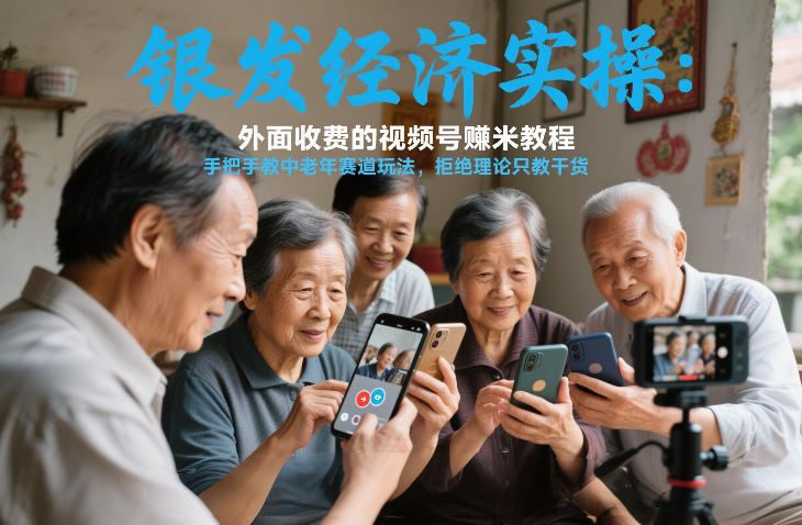 银发经济实操：外面收费的视频号賺米教程，手把手教中老年赛道玩法，拒绝理论只教干货-课程网