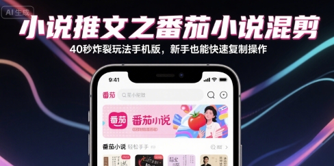 小说推文之番茄小说混剪40秒炸裂玩法手机版，新手也能快速复制操作-课程网