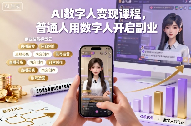 AI数字人变现课程，普通人用数字人开启副业-课程网