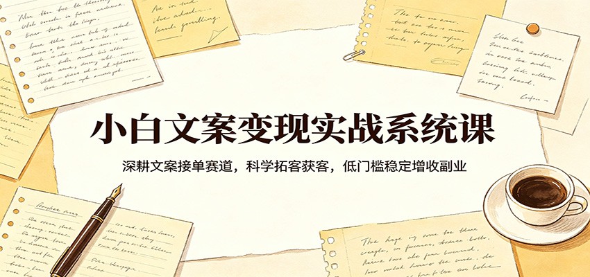 小白文案变现实战系统课：深耕文案接单赛道，科学拓客获客，低门槛稳定增收副业-课程网