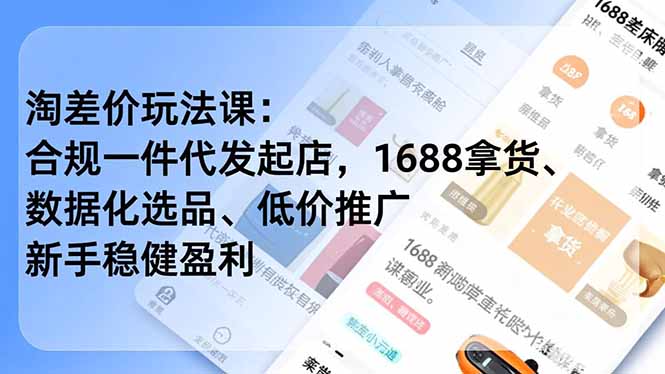 淘差价玩法课：合规一件代发起店，1688拿货、数据化选品、低价推广，新手稳健盈利(更新12月-课程网