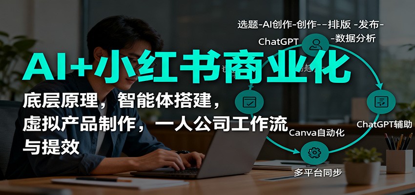AI+小红书商业化，底层原理，智能体搭建，虚拟产品制作，一人公司工作流与提效-课程网