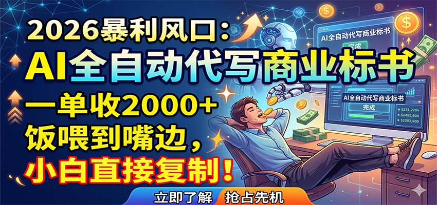 AI全自动代写商业标书，一单收2000+，饭喂到嘴边，小白直接复制-课程网