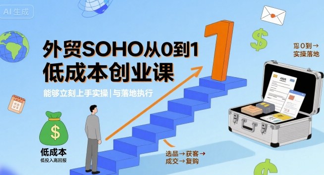 外贸SOHO从0到1低成本创业课，能够立刻上手实操与落地执行-课程网