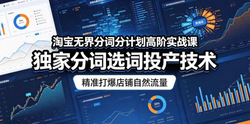 淘宝无界分词分计划高阶实战课，独家分词选词投产技术，精准打爆店铺自然流量-课程网