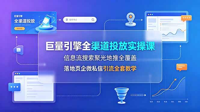 （19181期）巨量引擎全渠道投放实操课，信息流搜索聚光地推全覆盖，落地页企微私信引流全套教学-课程网