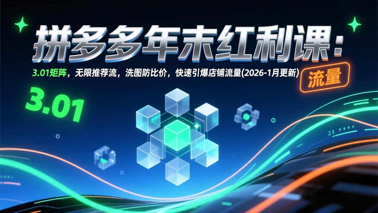 拼多多年末红利课：3.01矩阵，无限推荐流，洗图防比价，快速引爆店铺流量(2026-1月更新-课程网