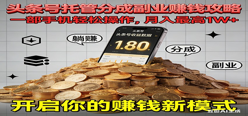全程托管今日头条，一部手机就可以开干，最高躺赚1W+-课程网