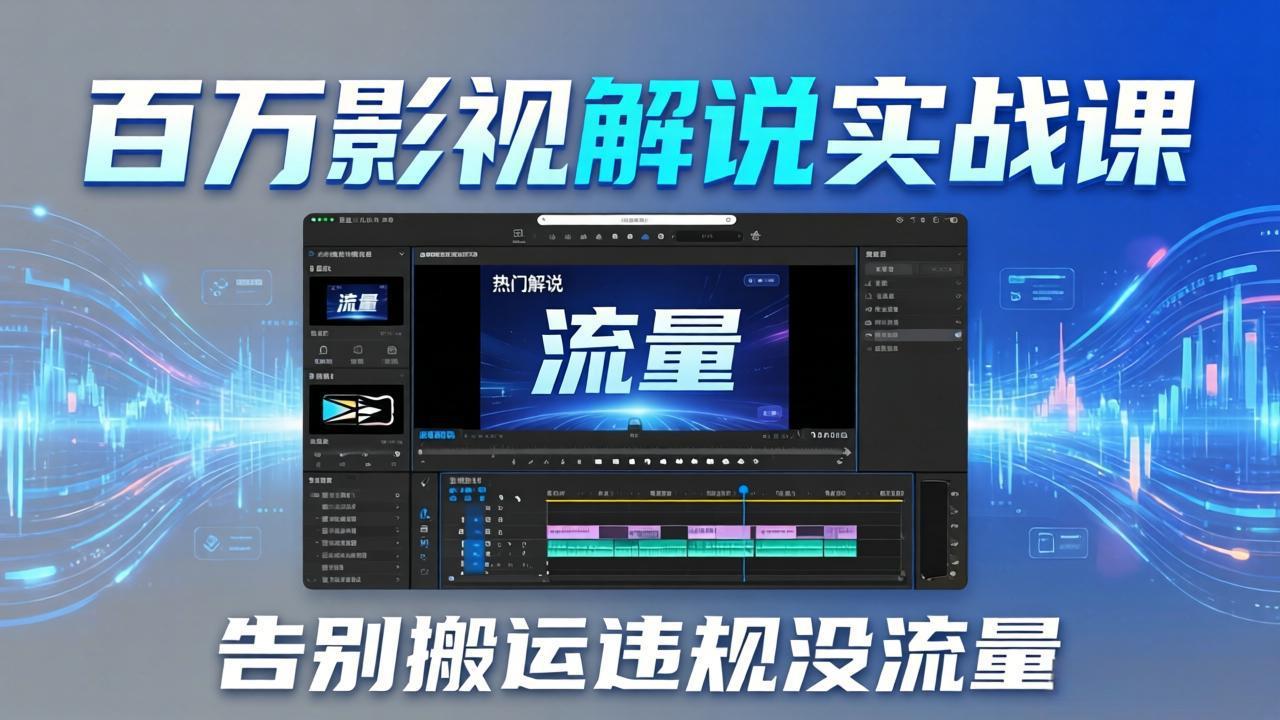 百万影视解说实战课：告别搬运违规没流量，AI文案+配音+剪映，做出能上热门的解说视频-课程网
