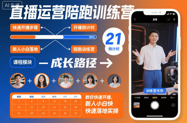 直播运营陪跑训练营，教你快速开播，新人小白快速落地实操-课程网