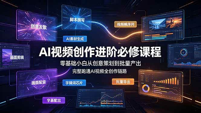 （19159期）AI视频创作进阶必修课程：零基础小白从创意策划到批量产出，完整跑通AI视频全创作链路-课程网