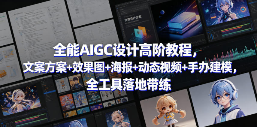 全能AIGC设计高阶教程，文案方案+效果图+海报+动态视频+手办建模，全工具落地带练-课程网