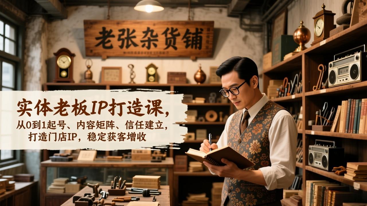 实体老板IP打造课，从0到1起号、内容矩阵、信任建立，打造门店IP，稳定获客增收-课程网