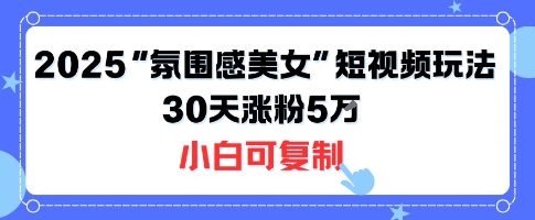 不露脸也能火！2025“氛围感美女”短视频玩法，30天涨粉5W小白可复制-课程网