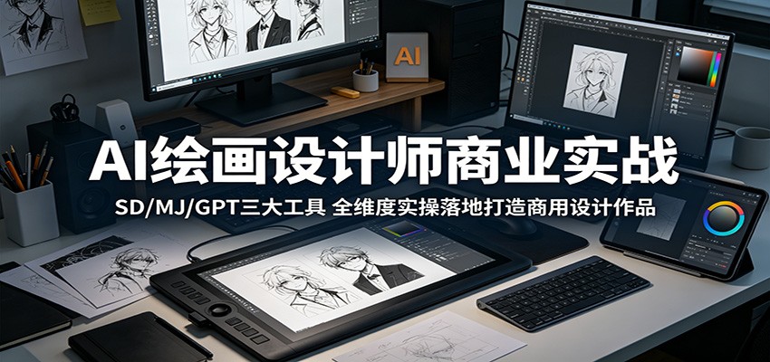 AI绘画设计师商业实战：SD/MJ/GPT三大工具，全维度实操落地打造商用设计作品-课程网