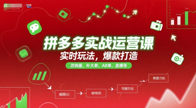 拼多多实战运营课，实时玩法，爆款打造，改销量，补大单，AB单，直播等（更新2025月）-课程网