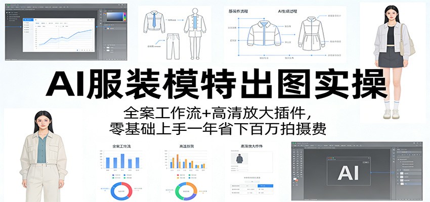 AI服装模特出图实操：全案工作流+ 高清放大插件，零基础上手一年省下百万拍摄费-课程网