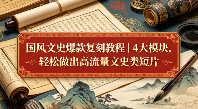 国风文史爆款复刻教程｜4大模块，轻松做出高流量文史类短片-课程网