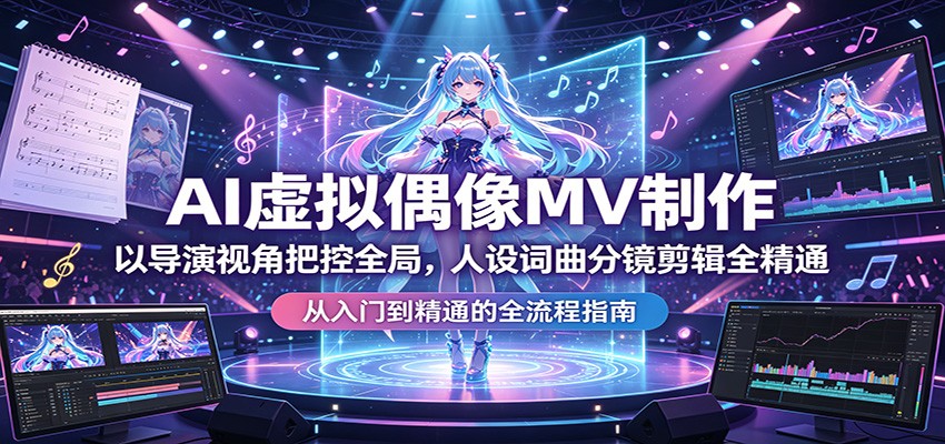 AI虚拟偶像MV制作:以导演视角把控全局,人设词曲分镜剪辑全精通 AI虚拟偶像MV制作:以导演视角把控全局,人设词曲分镜剪辑全精通