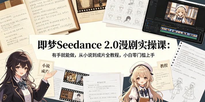 即梦Seedance 2.0漫剧实操课：有手就能做，从小说到成片全教程，小白零门槛上手-课程网