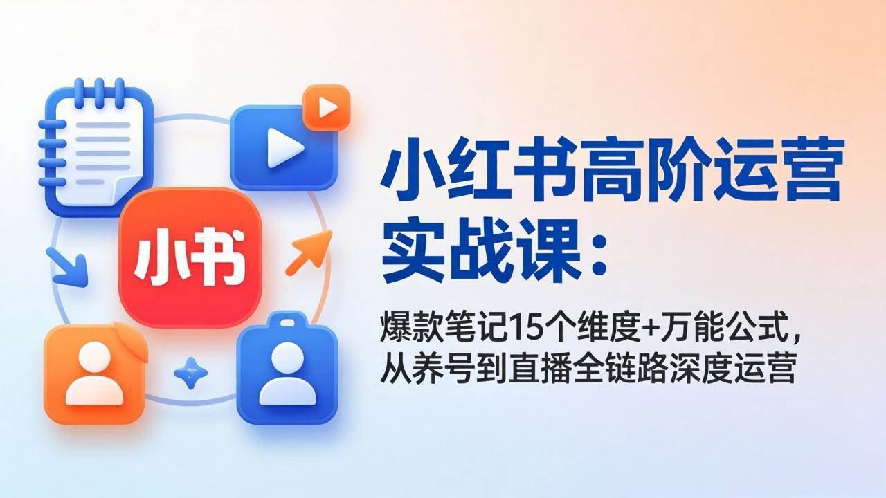 （17844期）小红书高阶运营实战课：爆款笔记15个维度+万能公式，从养号到直播全链路深度运营-课程网