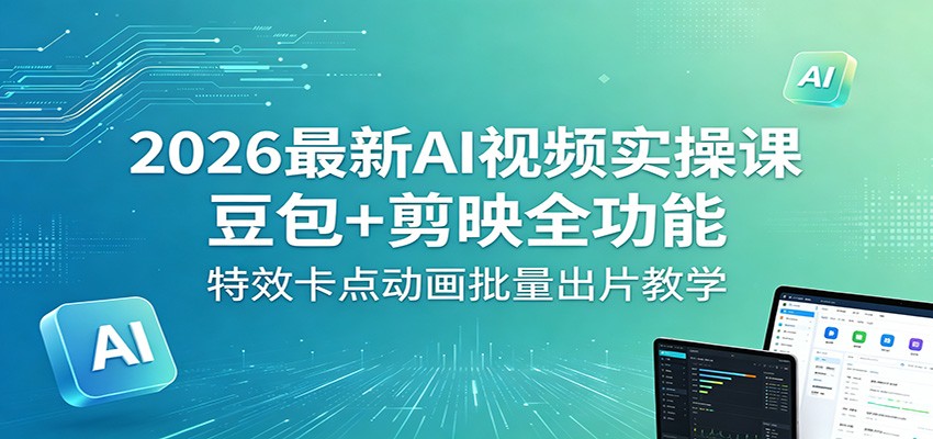 2026最新AI视频实操课：豆包+剪映全功能，特效卡点动画批量出片教学-课程网