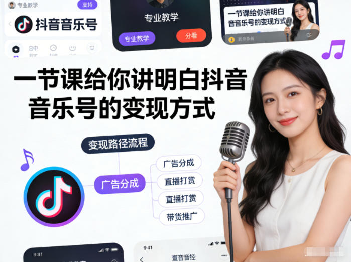 一节课给你讲明白抖音音乐号的变现方式-课程网