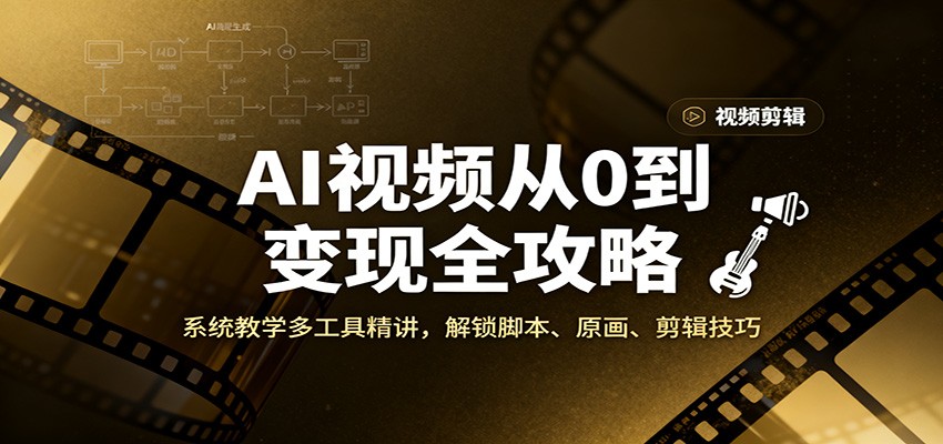 AI视频从0到变现全攻略，系统教学多工具精讲，解锁脚本、原画、剪辑技巧-课程网